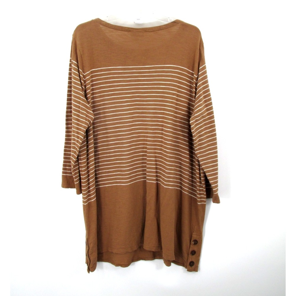 J. Jill Tunic Knit Sweater Women XL Tall Beige Stripes Tencel Modal Lagenlook - Picture 4 of 16